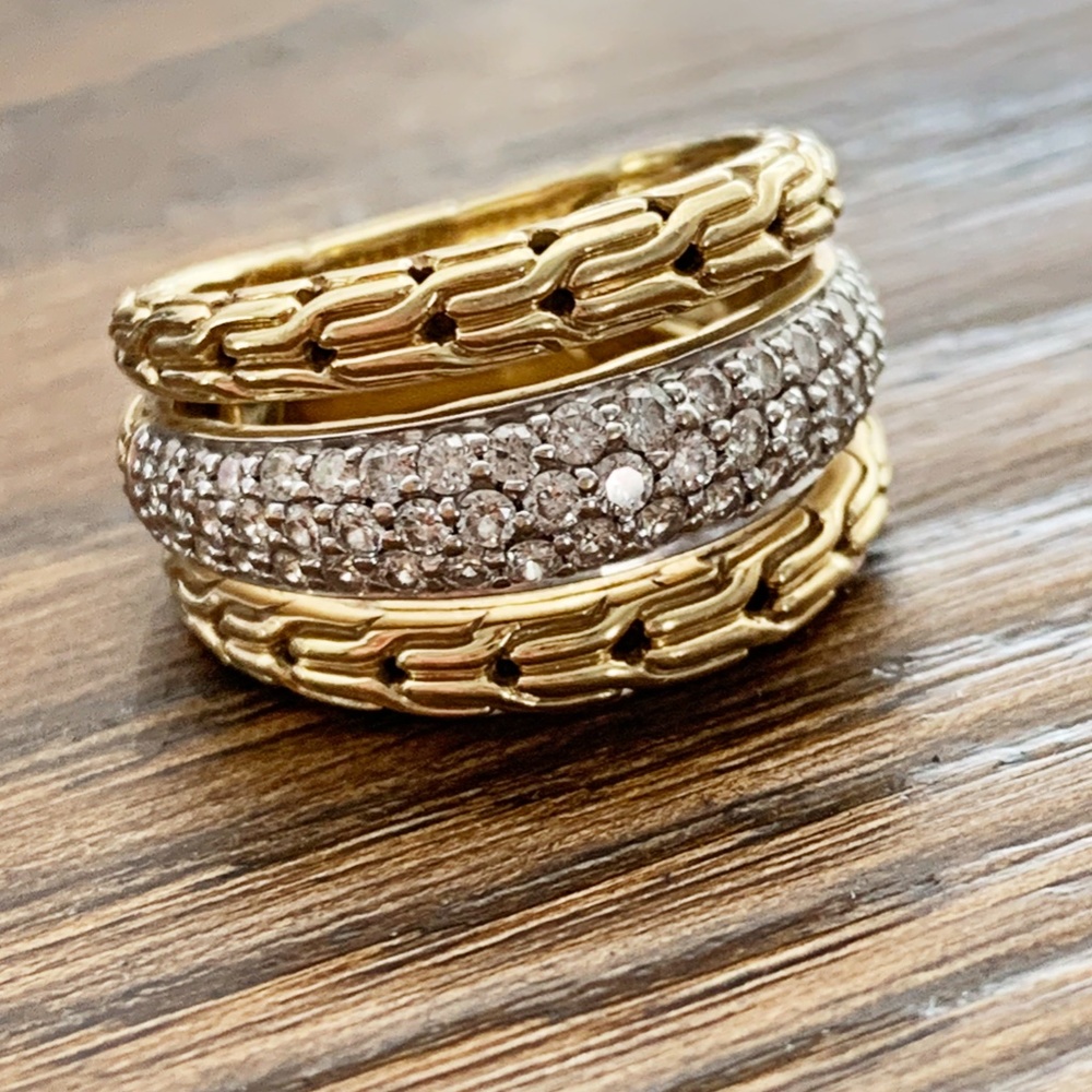 John Hardy Gold Chain Diamond Ring